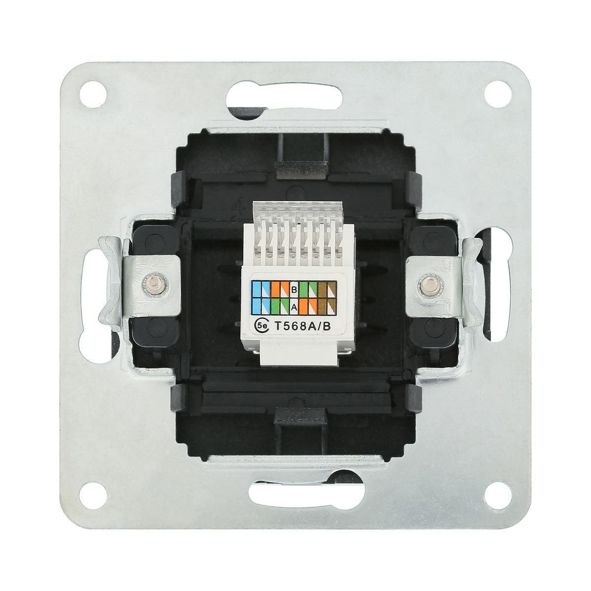 фото розетка lk studio компьютерная rj-45 кат. 5е с накладкой (серебристый металлик) lk80 846103-1 | 220svet.ru