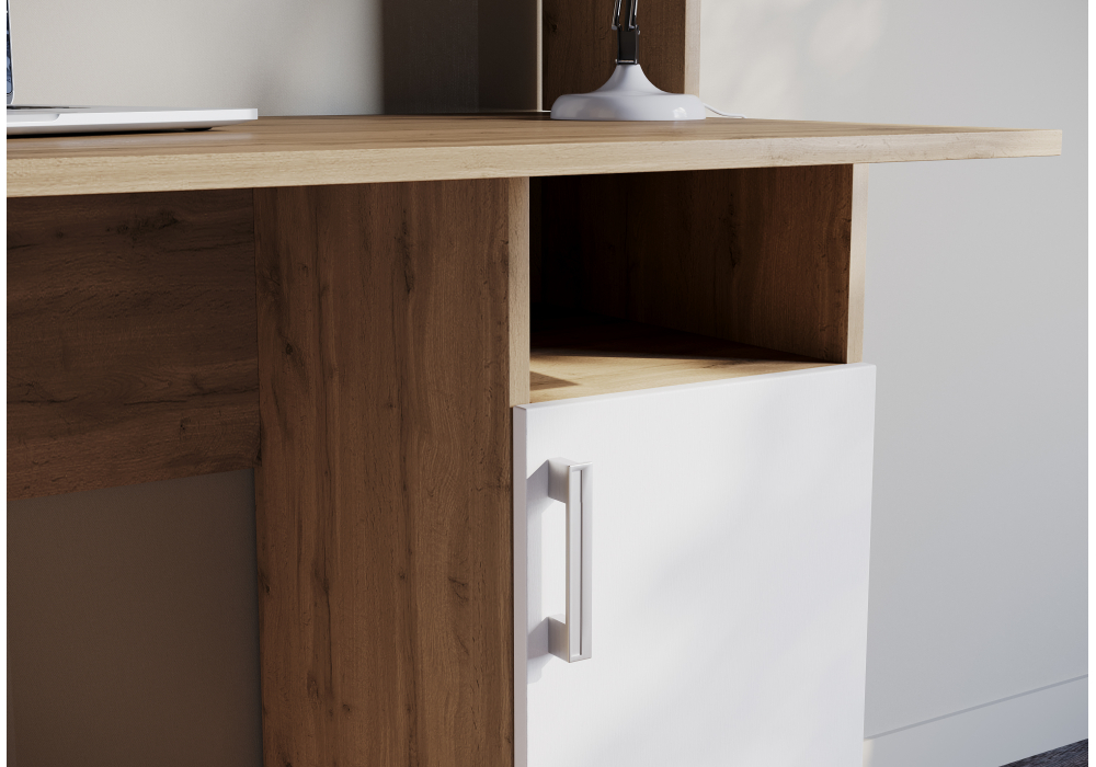 фото компьютерный стол woodville эндо дуб вотан / белый 602813 | 220svet.ru