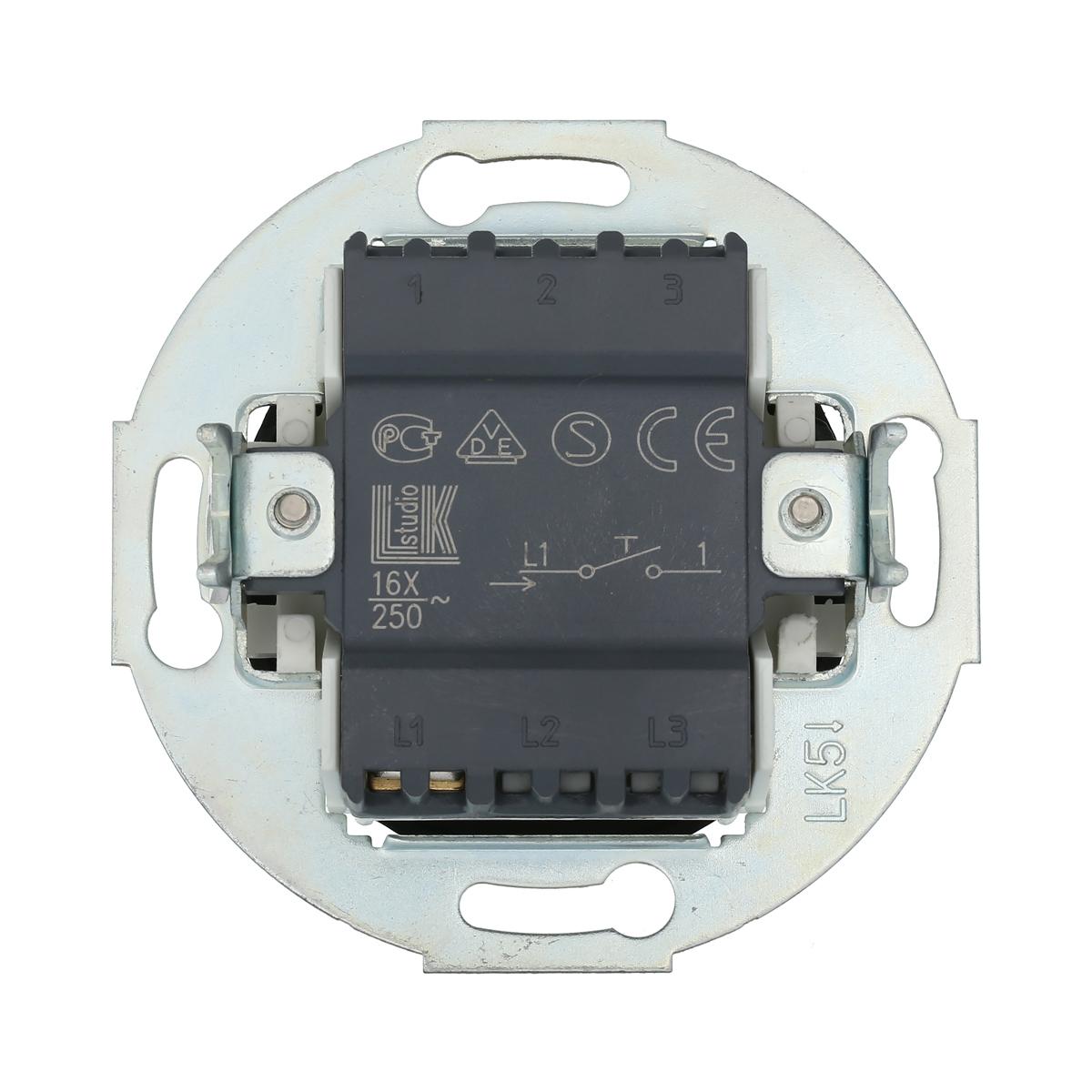 фото выключатель-кнопка lk studio одноклавишный (схема 1t) 16 а, 250 в (черный) vintage 880508-1 | 220svet.ru