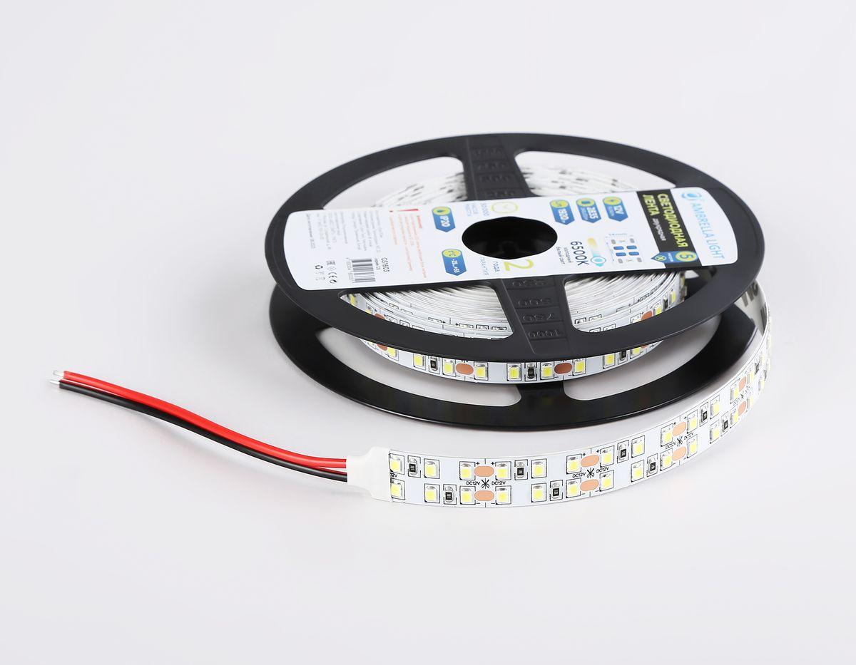 фото светодиодная лента дневной белый ambrella light 19,2w/m 240led/m 2835smd 6500к 5m gs1603 | 220svet.ru