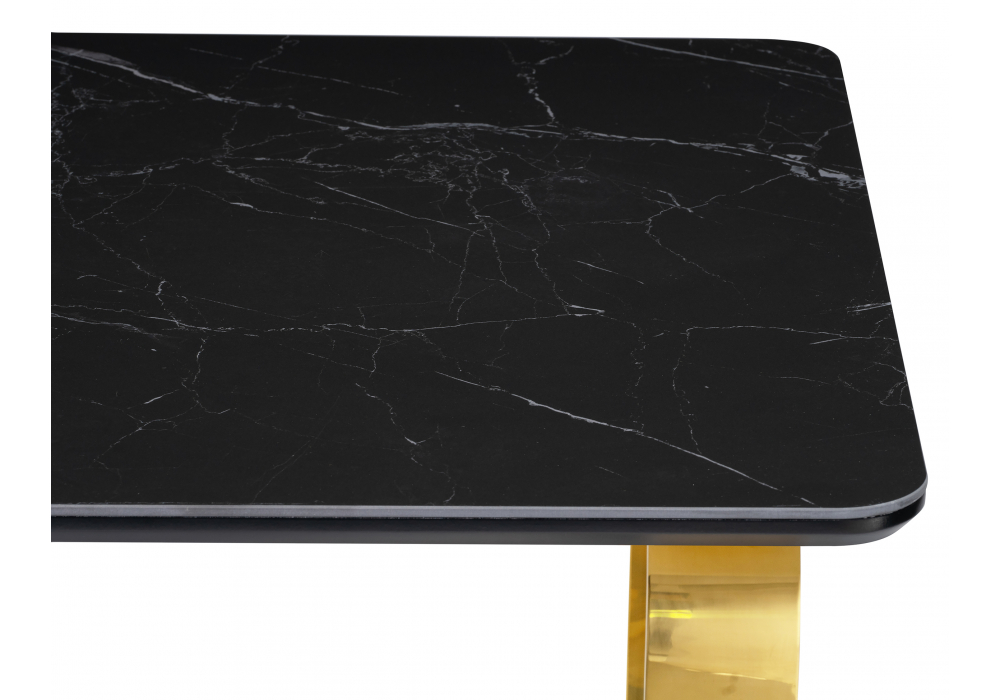 фото керамический стол woodville селена 4 160х90 черный мрамор / золото 606410 | 220svet.ru