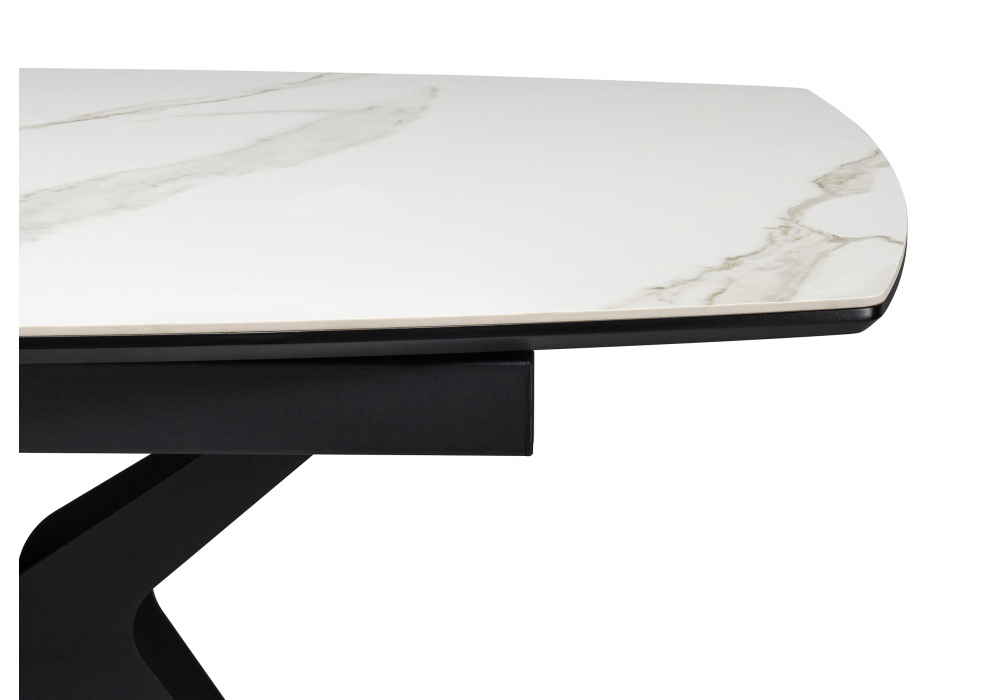 фото керамический стол раскладной woodville риполь 160(205)х89 белый мрамор 625965 | 220svet.ru