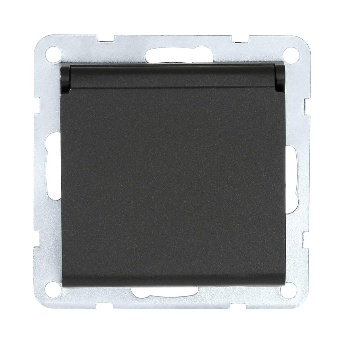 фото розетка lk studio с з/к, шторками и крышкой (черный бархат) lk60 863408-1 | 220svet.ru