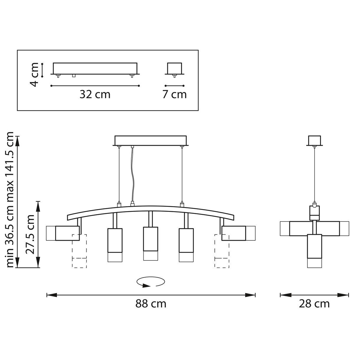фото подвесная люстра lightstar rullo (571735+214437-2+214436-3+202431-5) lr7353723631 | 220svet.ru