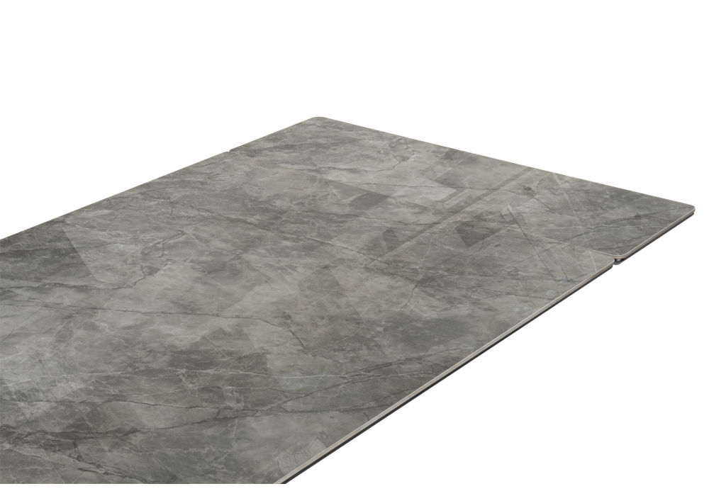фото керамический стол раскладной 160(220)х89 woodville блэкберн серый мрамор baolai / черный 625941 | 220svet.ru