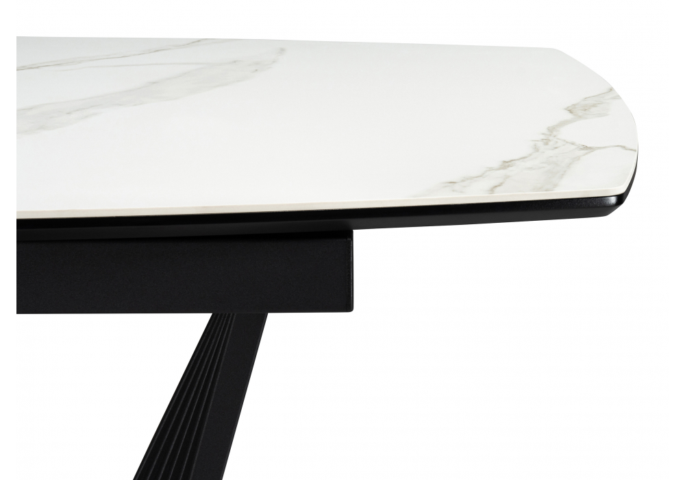 фото керамический стол раскладной woodville вейл белый мрамор snow white / черный 626055 | 220svet.ru
