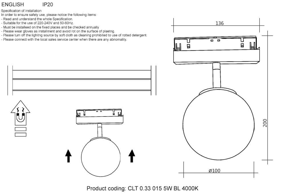 фото трековый светодиодный светильник crystal lux clt 0.33 015 5w bl 4000k | 220svet.ru