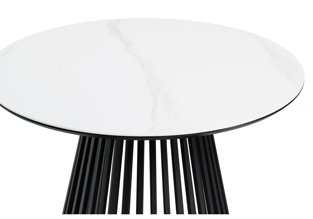 фото керамический стол woodville нэнси 90х90х75 белый мрамор / черный 612876 | 220svet.ru