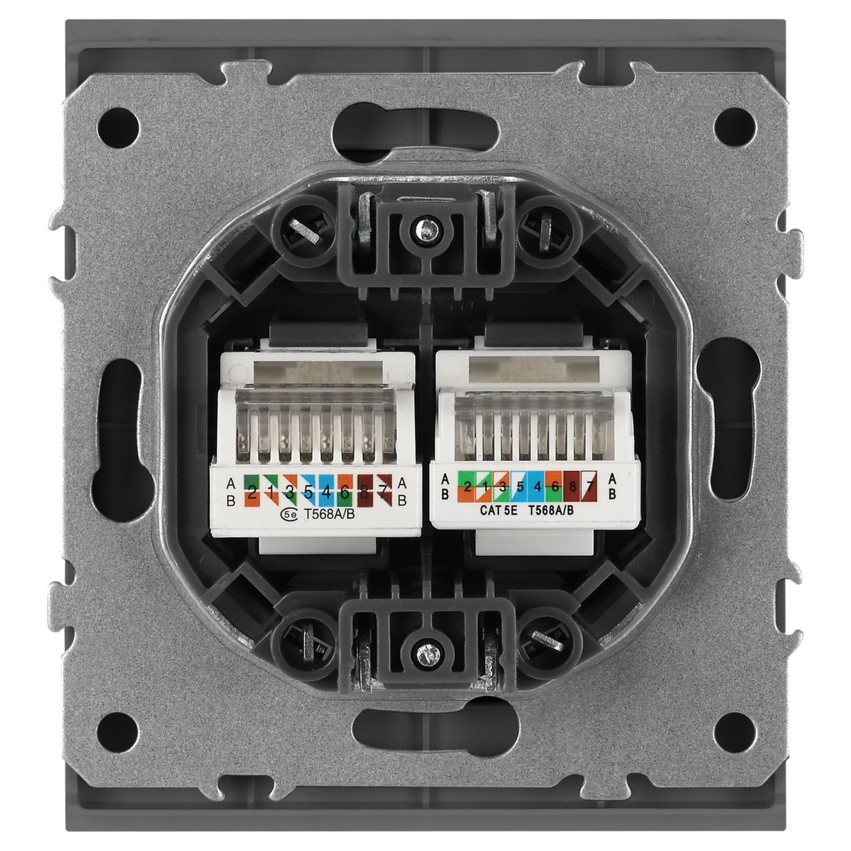 фото розетка эра arktik 16-3108-06 информационная двойная 2xrj45 графит б0070489 | 220svet.ru
