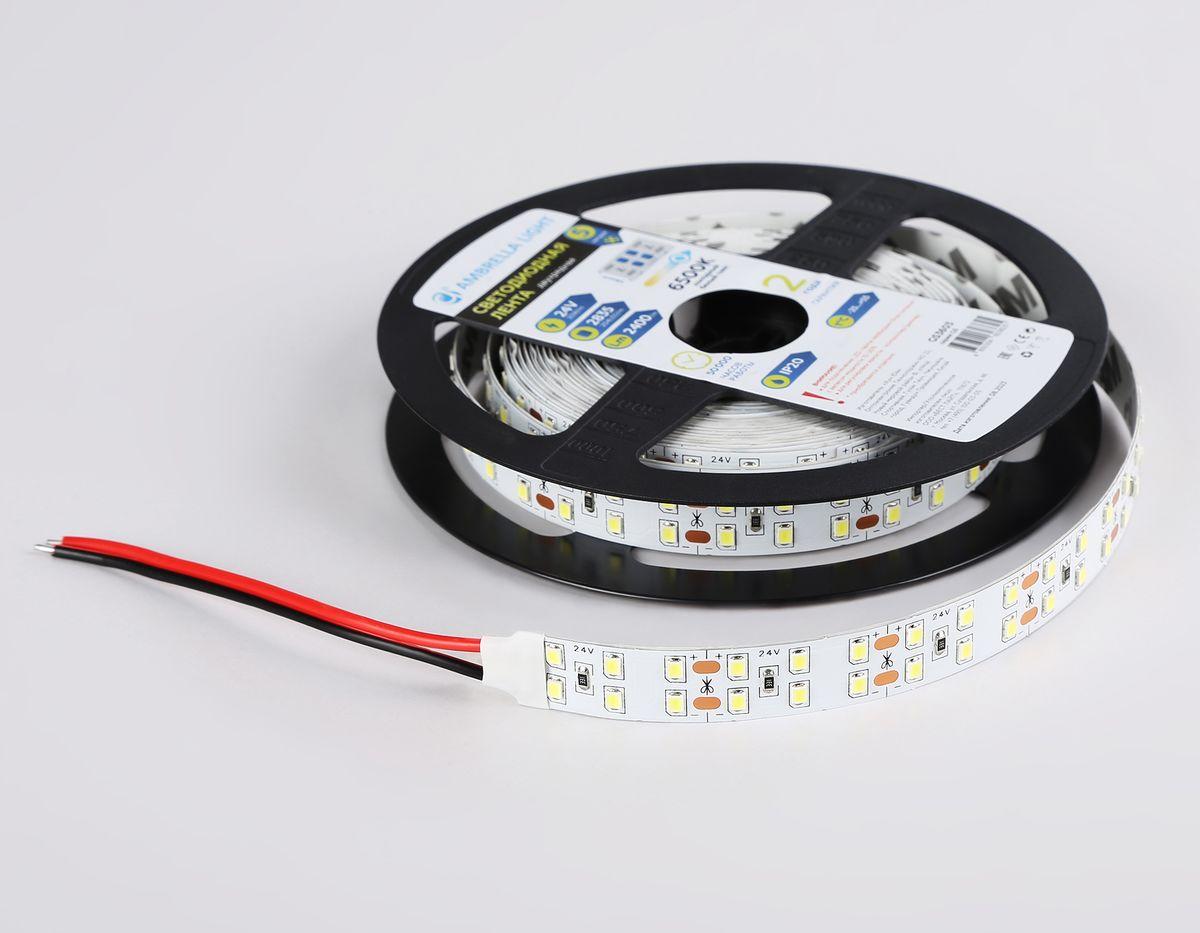 фото светодиодная лента холодный белый ambrella light 20w/m 204led/m 2835smd 6500к 5m gs3603 | 220svet.ru