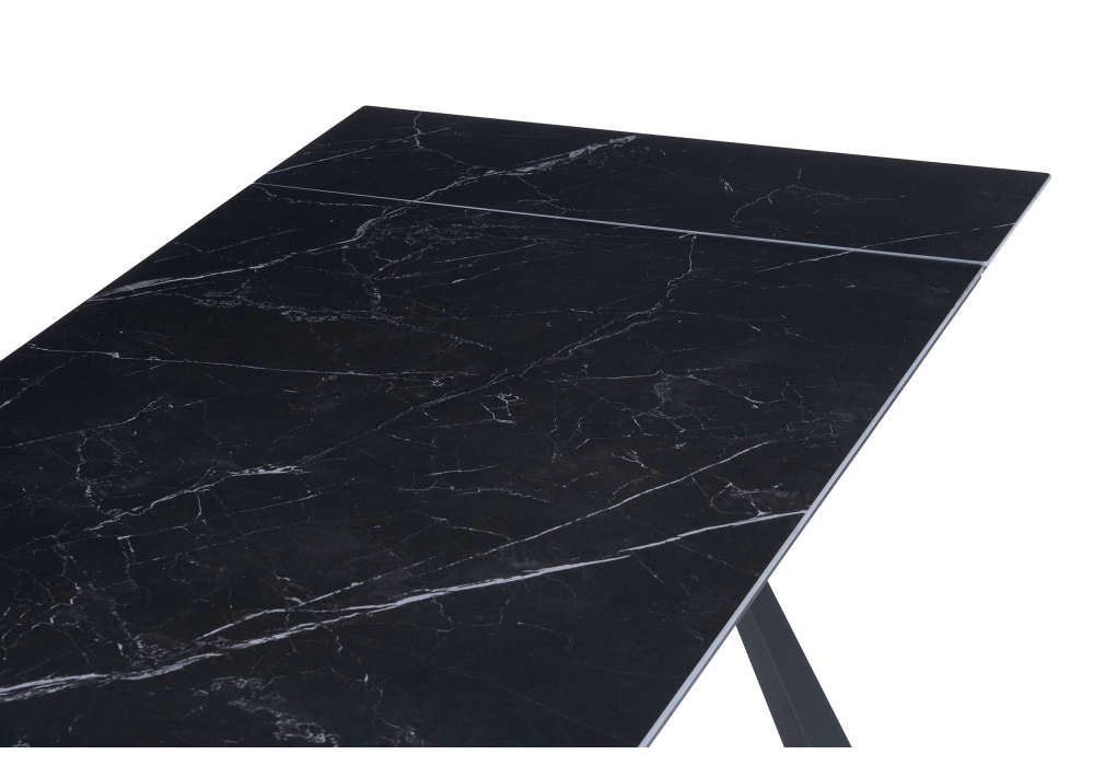 фото керамический стол раскладной woodville маунт черный мрамор 621200 | 220svet.ru