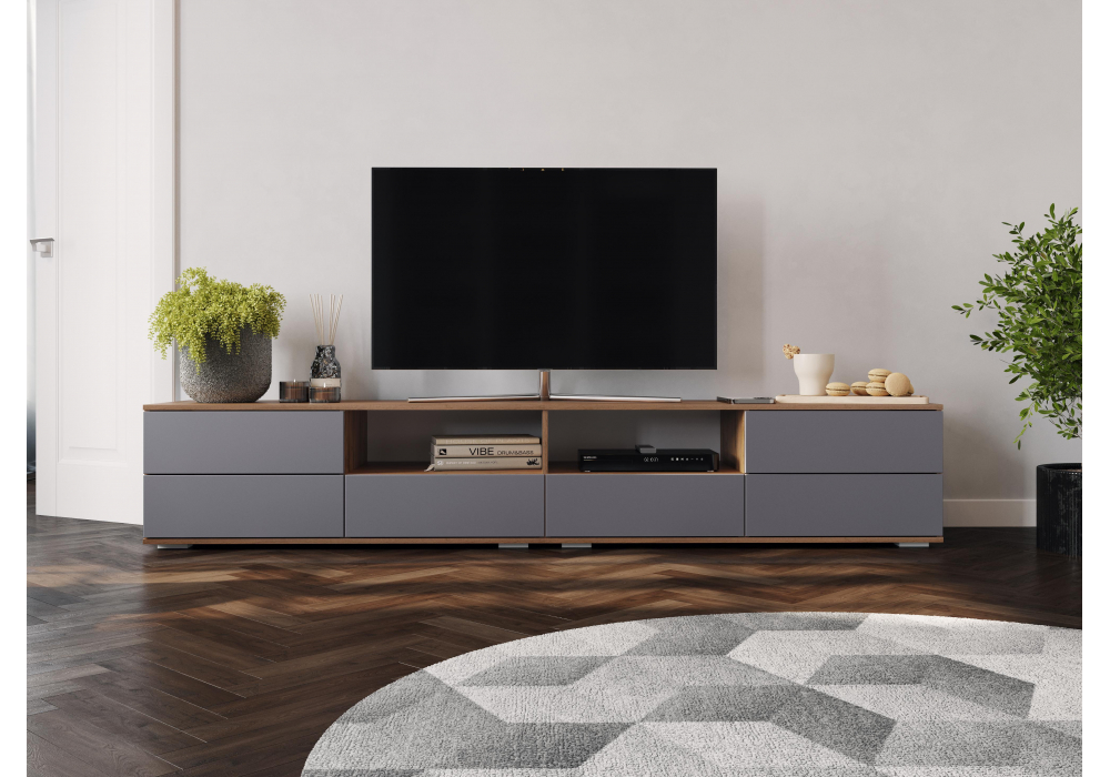 фото тв-тумба woodville маллоу дуб вотан / графит софт 563535 | 220svet.ru