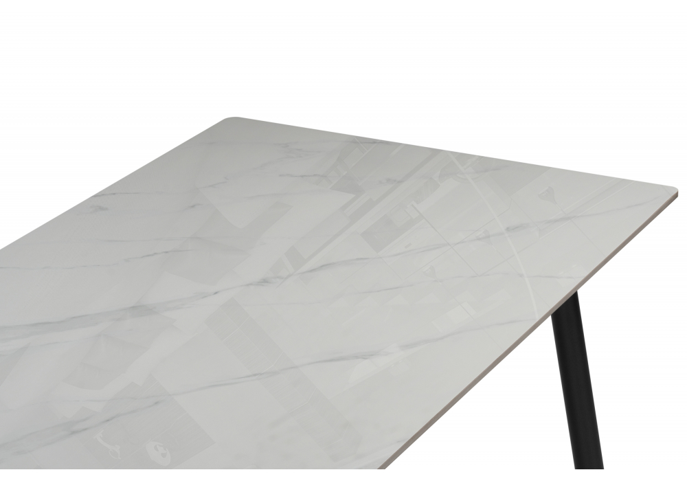 фото керамический стол woodville rio 15906 белый мрамор-черный | 220svet.ru