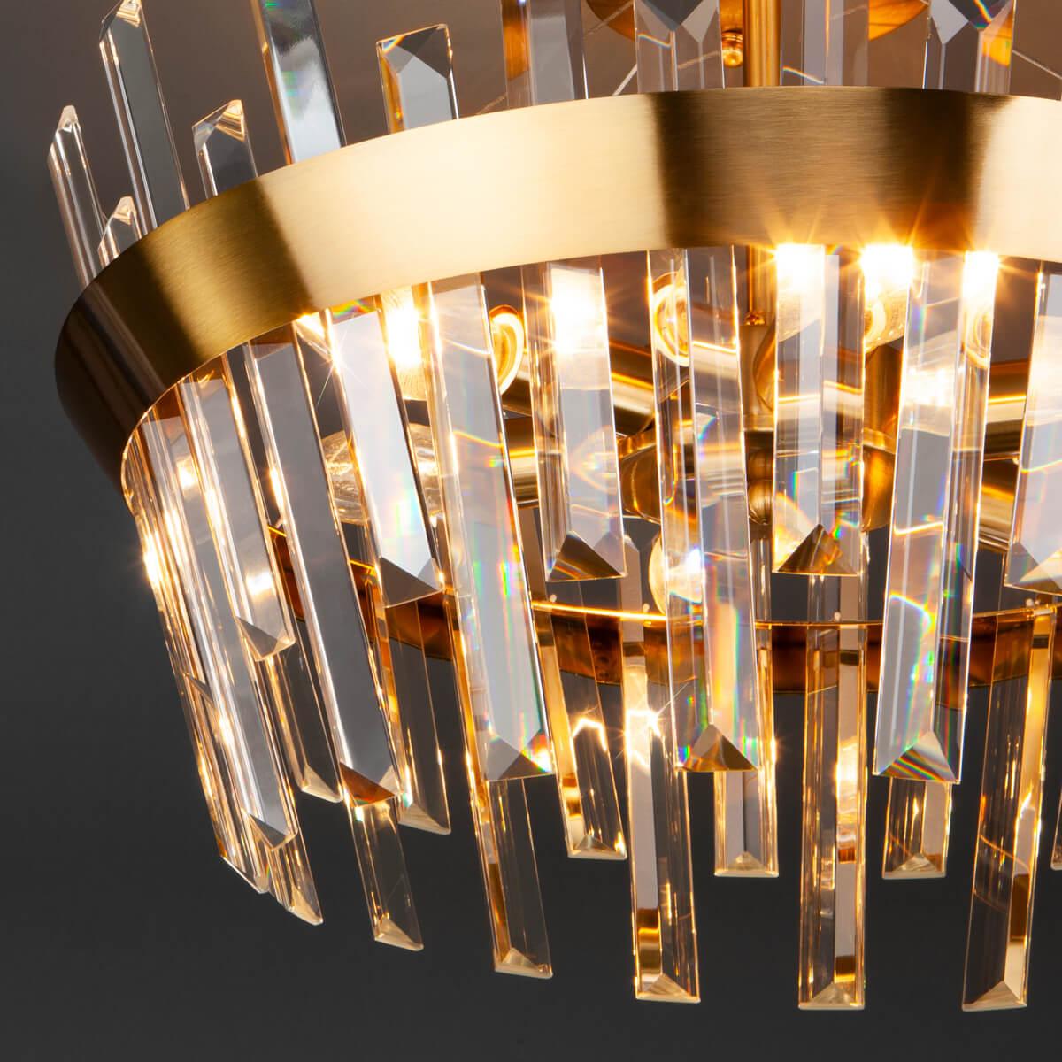 фото потолочная люстра eurosvet steccato 10111/5 золотая бронза / прозрачный хрусталь strotskis | 220svet.ru