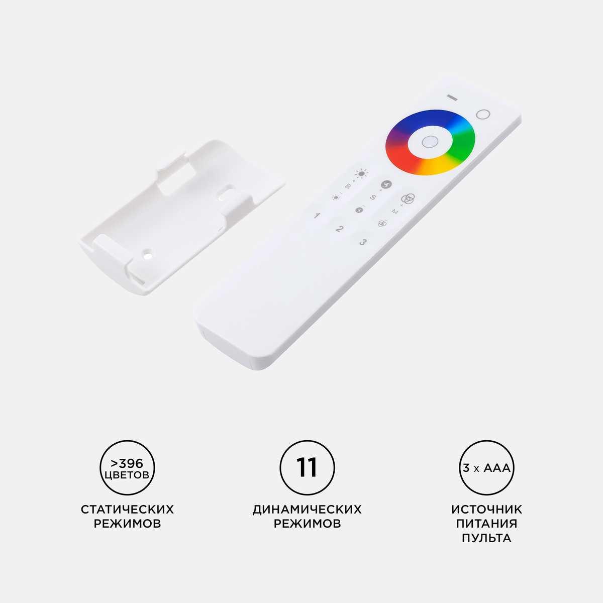 фото контроллер 3-х зонный rgb - rgbw apeyron 12/24v сенсорный пульт 04-48 | 220svet.ru