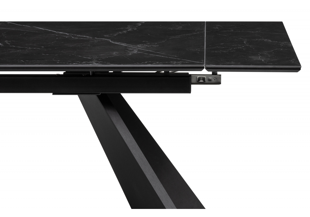 фото керамический стол раскладной woodville ливи 140(200)х80х78 черный мрамор / черный 532399 | 220svet.ru