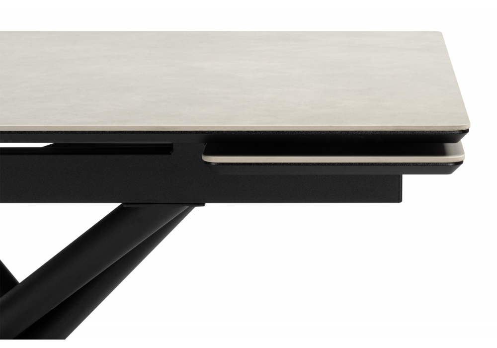 фото керамический стол раскладной woodville мэриан 140 (200) х 80 carmen light grey / черный 625725 | 220svet.ru