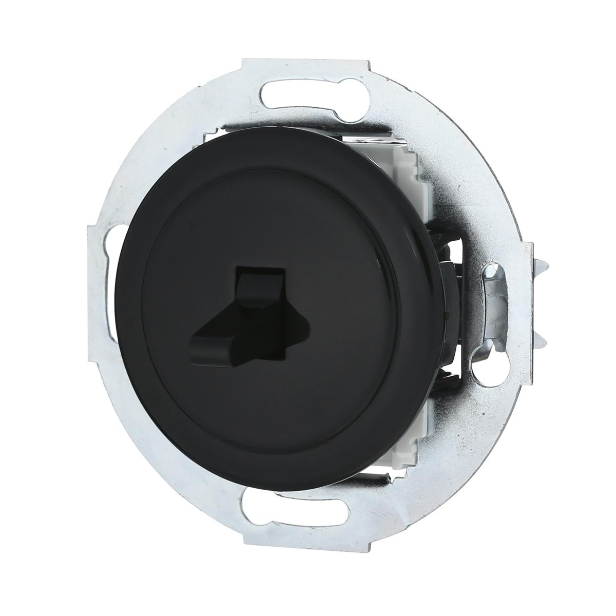 фото переключатель lk studio 1-рычажковый, на 2 направления (схема 6) 16 a, 250 b (черный) vintage 880808-1 | 220svet.ru