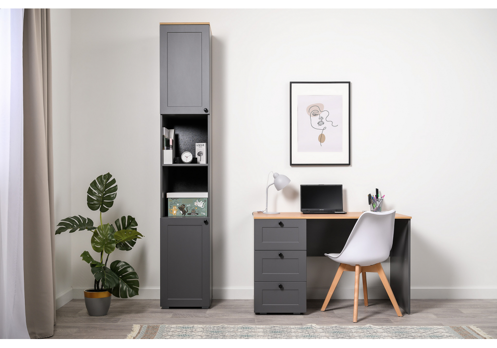 фото письменный стол woodville опра серый графит / дуб золотой craft 676811 | 220svet.ru