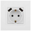 Миниатюра фото розетка эра elegance 14-4109-01м 2p+e 16a-250в штор. с 2xusb 5в-3а белый матовый б0065773 | 220svet.ru