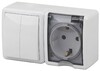 Миниатюра фото блок розетка-выключатель двухклавишный эра ip54 16a 250v 11-7402-01 б0020735 | 220svet.ru